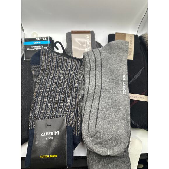 Mens Dress Socks 5 pair assortment. Grey, Blue, Black mens size 10-13 NWT - Picture 1 of 6